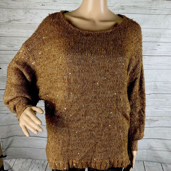 Sanctuary Clothing Oversized Sweater Brown Shimmery Sequins - Picture 1 of 12
